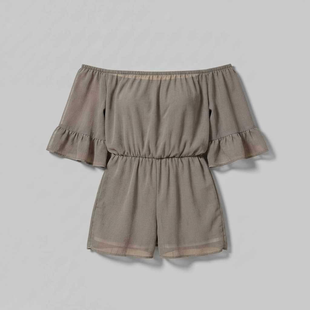 Off-Shoulder Chiffon Jumpsuit with Bell Sleeves — view 6