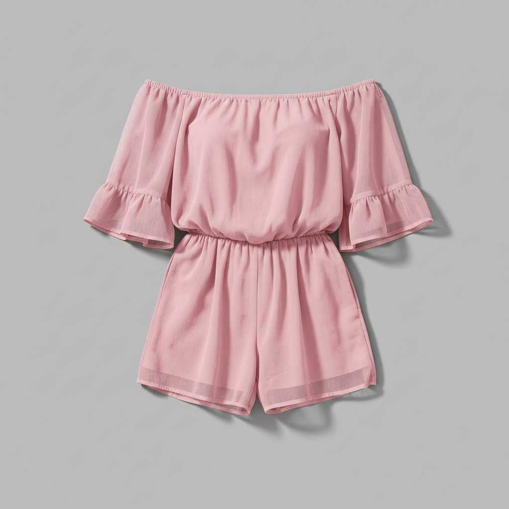 Off-Shoulder Chiffon Jumpsuit with Bell Sleeves — view 8
