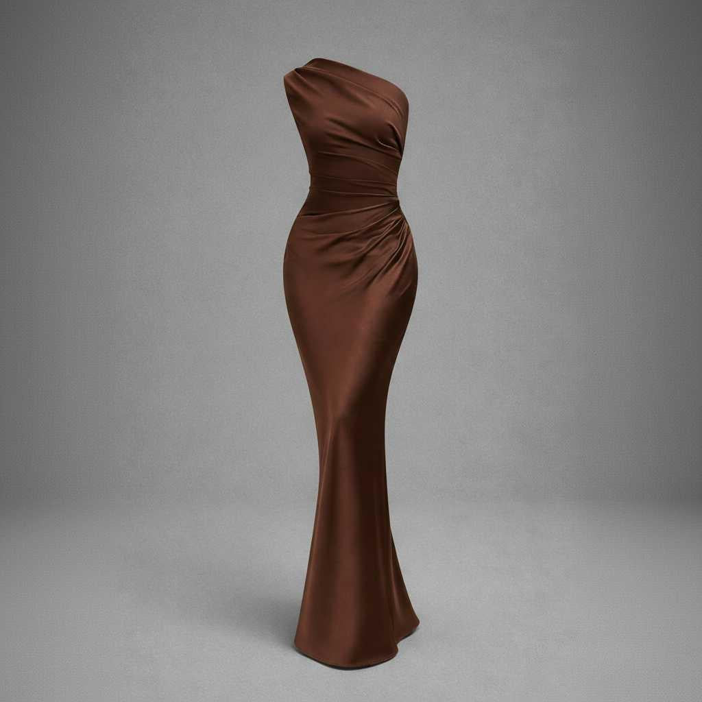 One-Shoulder Draped Maxi Dress for Special Occasions — view 2