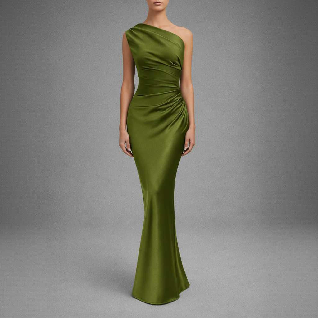 One-Shoulder Draped Maxi Dress for Special Occasions