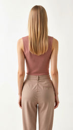 Ribbed Tank with Pearl Embellishment — view 3