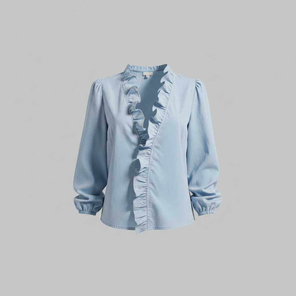 Romantic Ruffle-Trim Long Sleeve Blouse — view 5