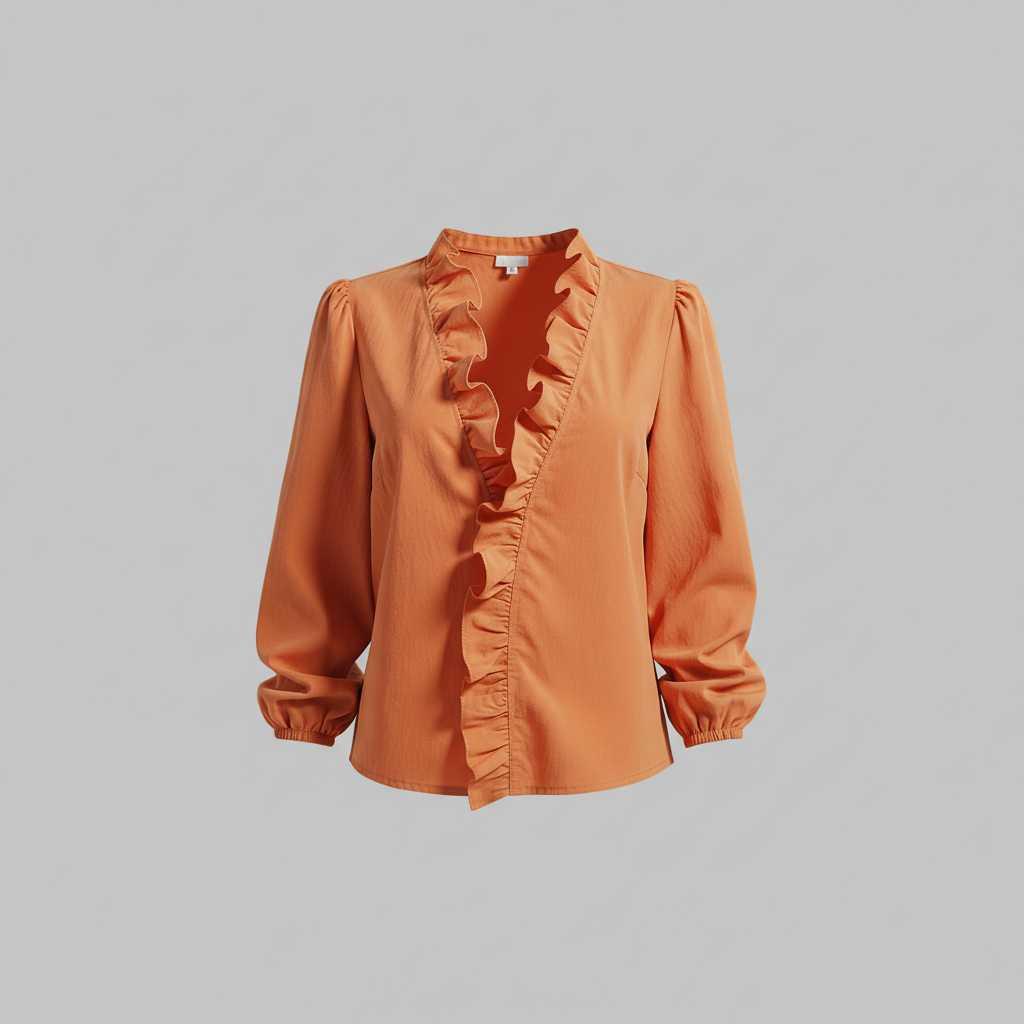 Romantic Ruffle-Trim Long Sleeve Blouse — view 6