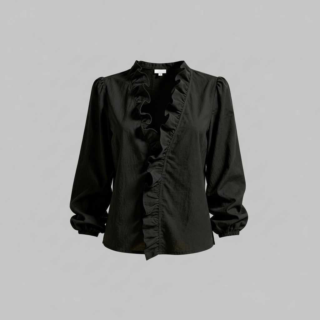 Romantic Ruffle-Trim Long Sleeve Blouse — view 7