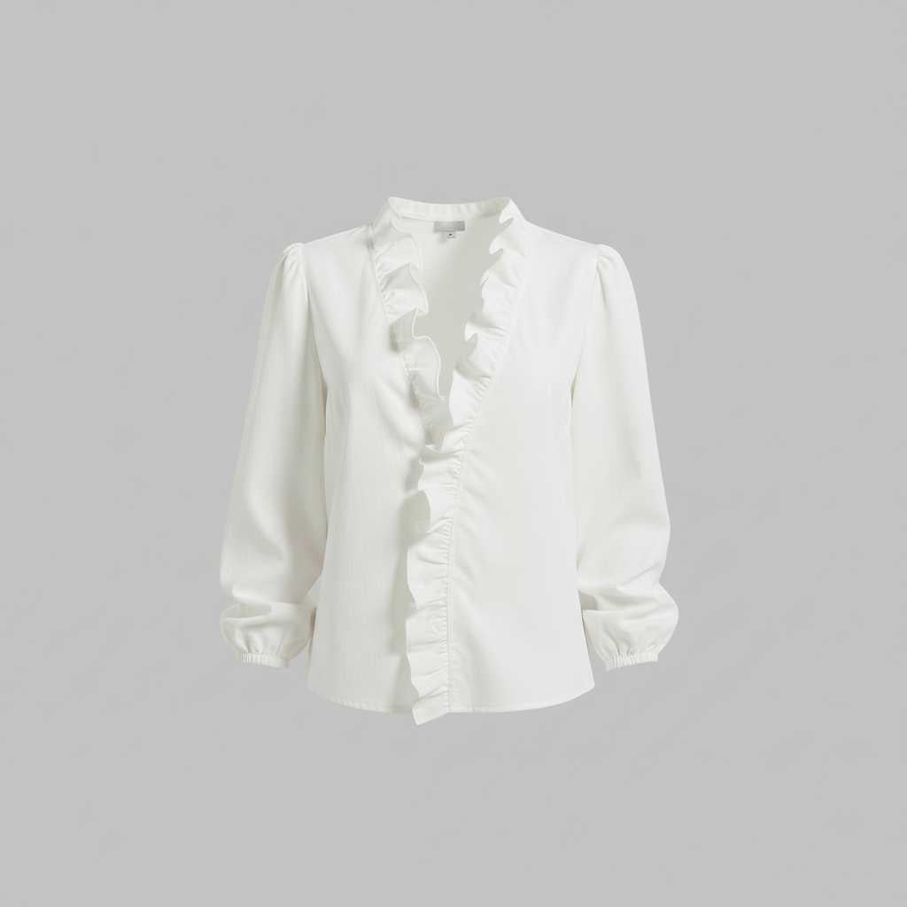 Romantic Ruffle-Trim Long Sleeve Blouse — view 8