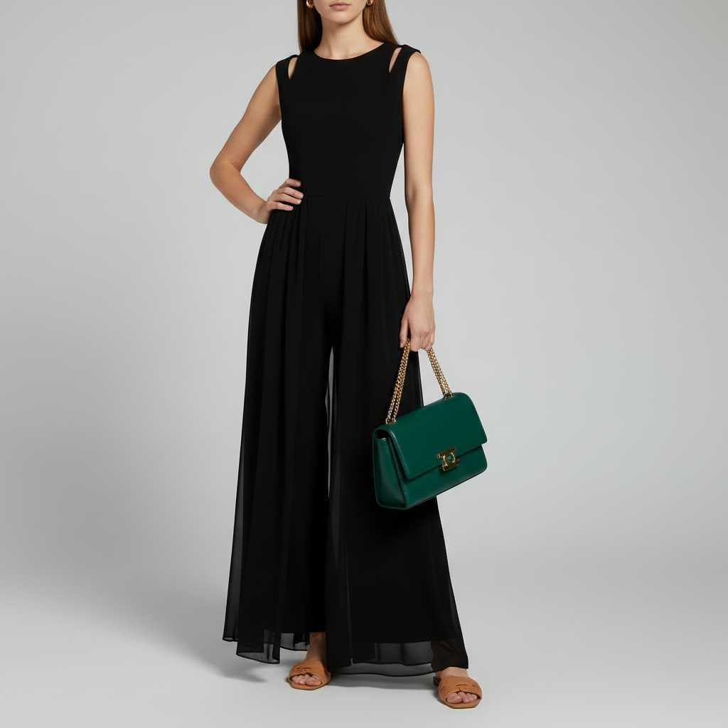 Sleeveless Wide-Leg Jumpsuit in Black — view 2