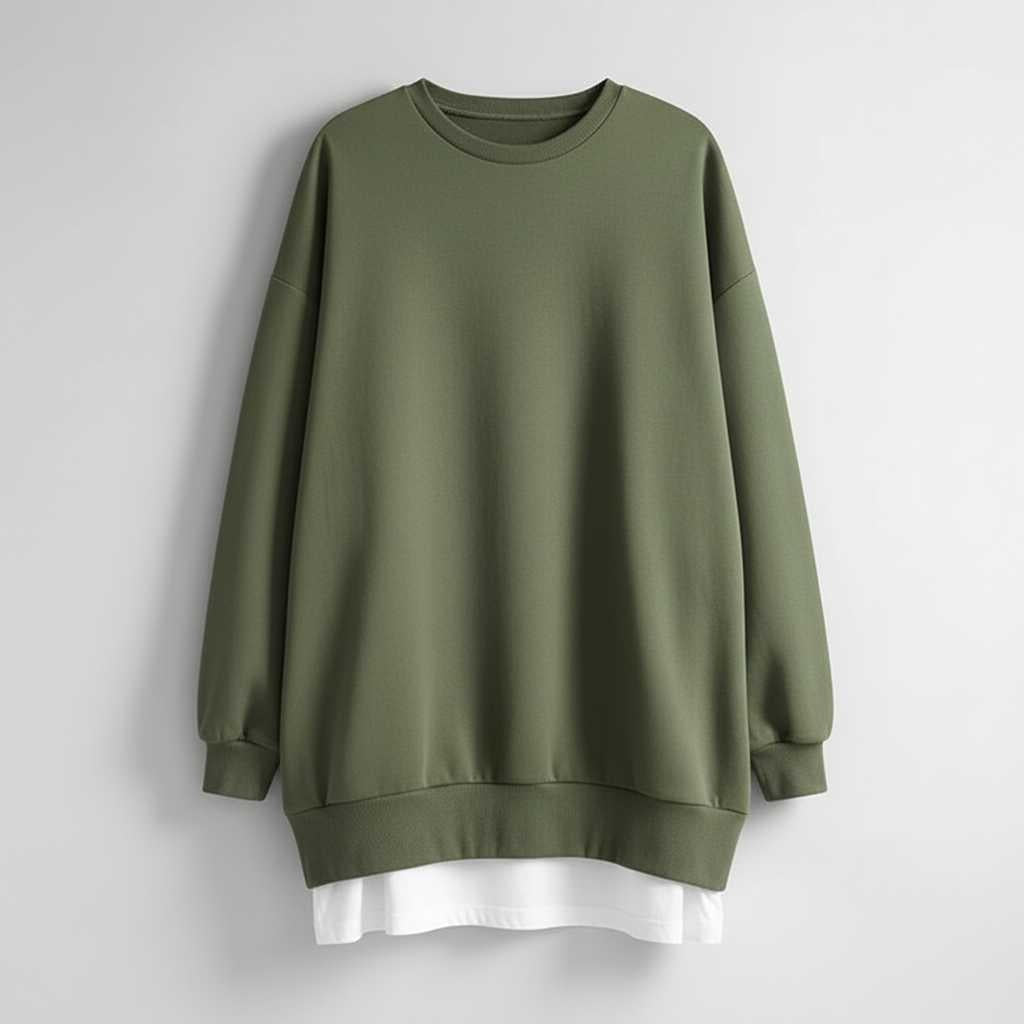 Slouchy Oversized Crewneck Sweatshirt in Black — view 6