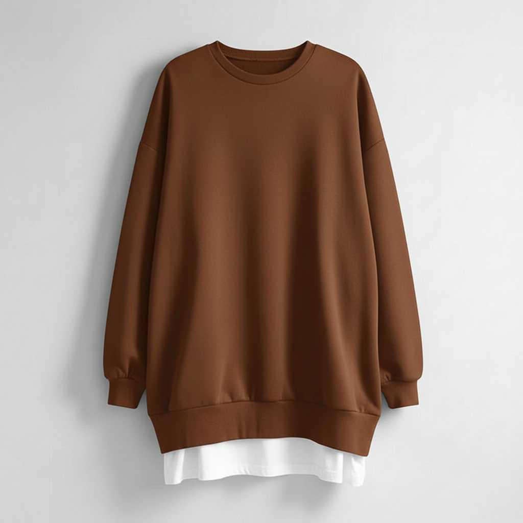 Slouchy Oversized Crewneck Sweatshirt in Black — view 7