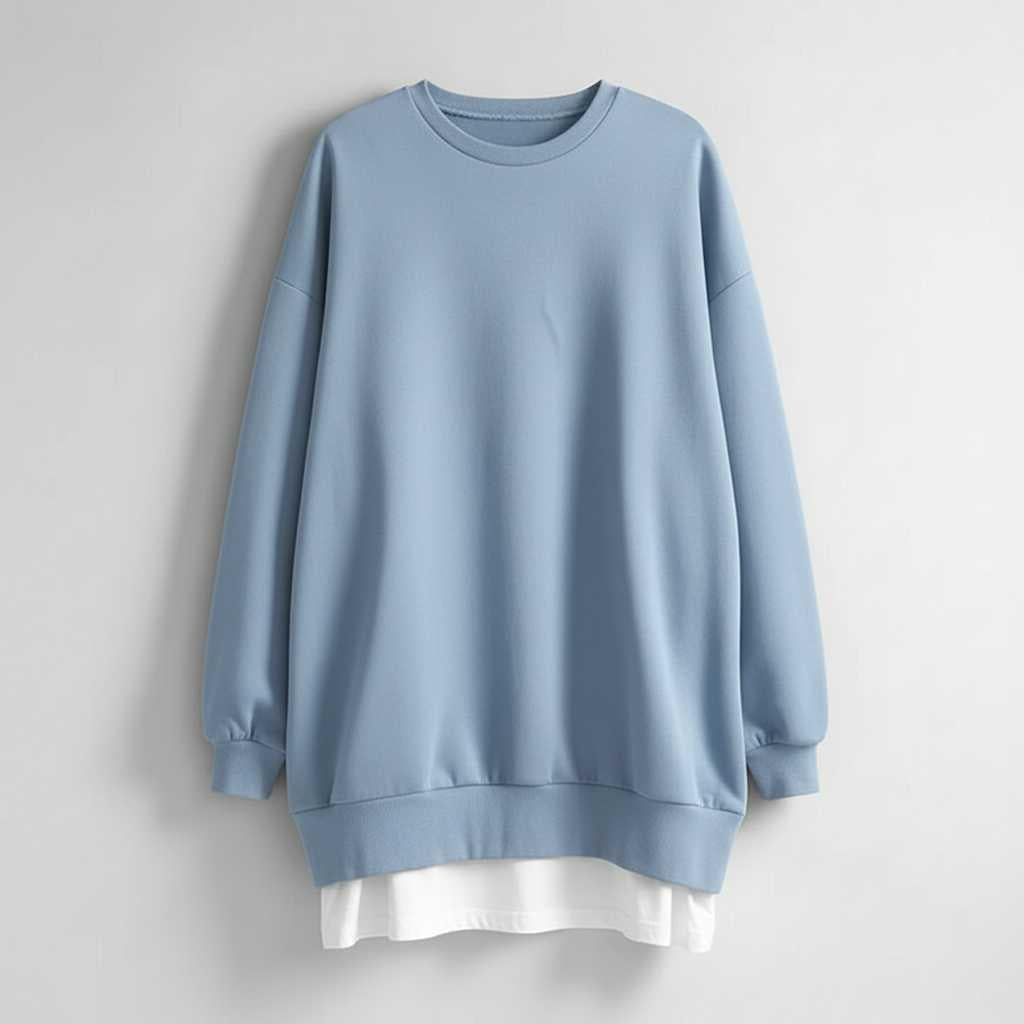 Slouchy Oversized Crewneck Sweatshirt in Black — view 8