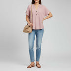 Soft Cotton V-Neck Short Sleeve Tee — view 3