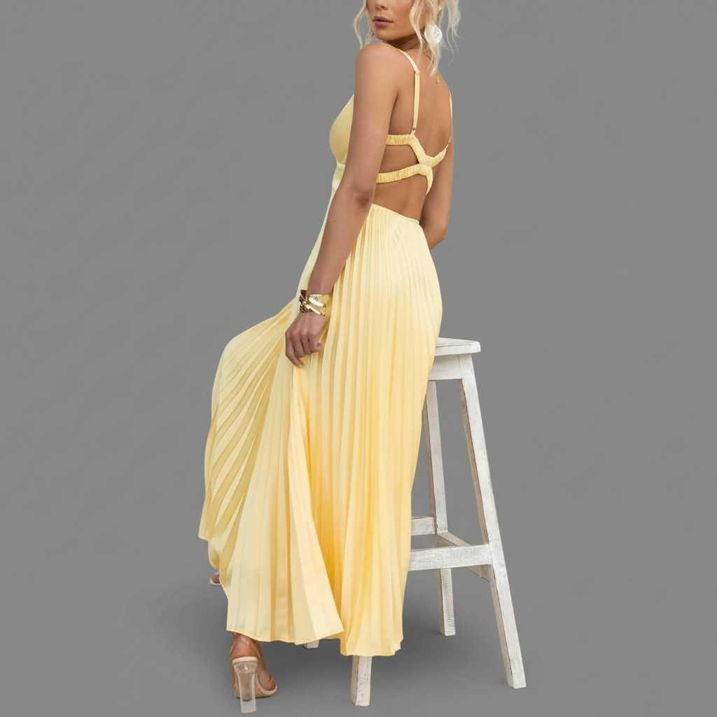 Sunshine Yellow V-Neck Maxi Dress — view 4