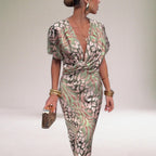 Twist-Front V-Neck Maxi Dress for Formal Evenings