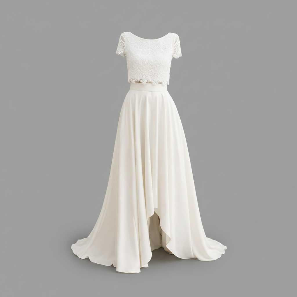 Two-Piece Lace Bridal Set with Flowing Maxi Skirt — view 2