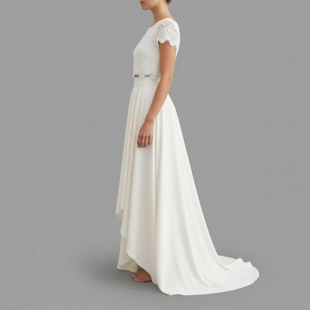Two-Piece Lace Bridal Set with Flowing Maxi Skirt — view 3