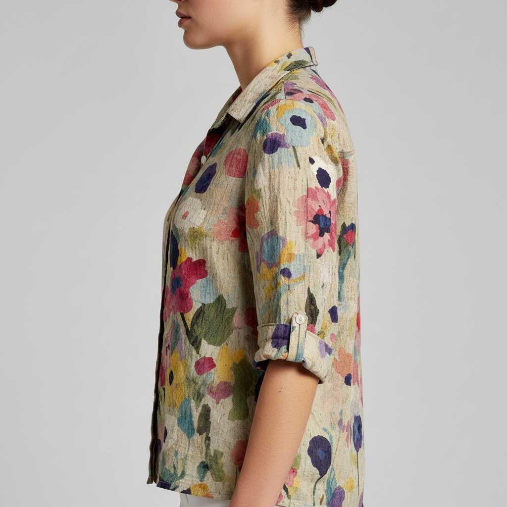 Vintage-Inspired Long Sleeve Button Blouse — view 3