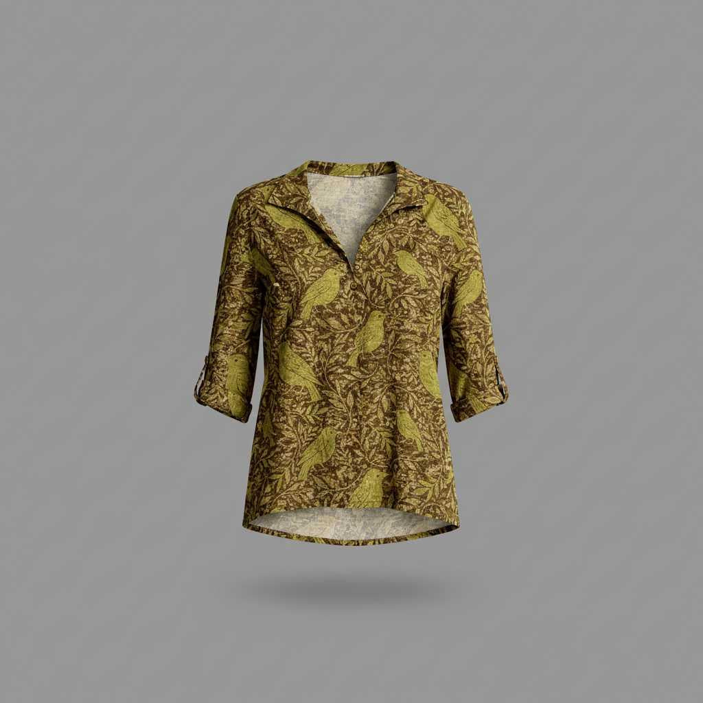 Vintage-Inspired Long Sleeve Button Blouse — view 4