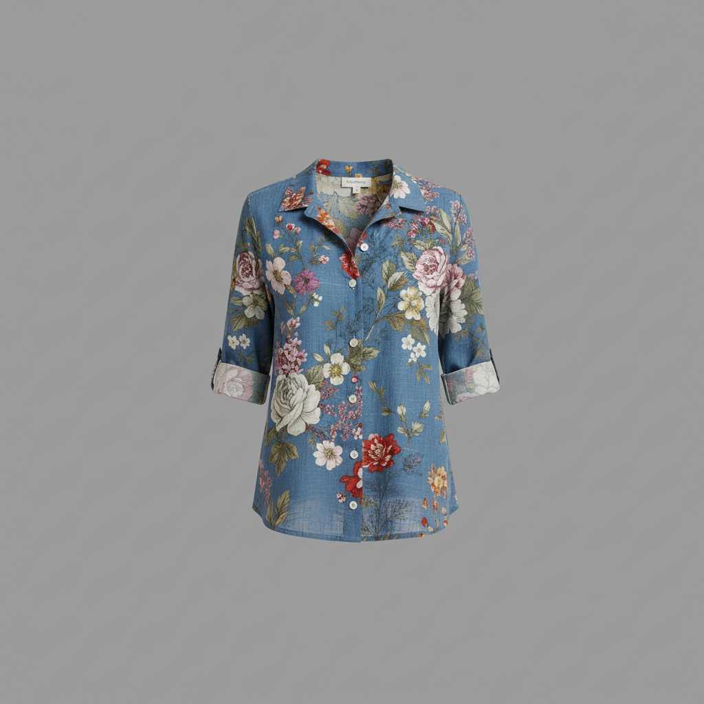 Vintage-Inspired Long Sleeve Button Blouse — view 5