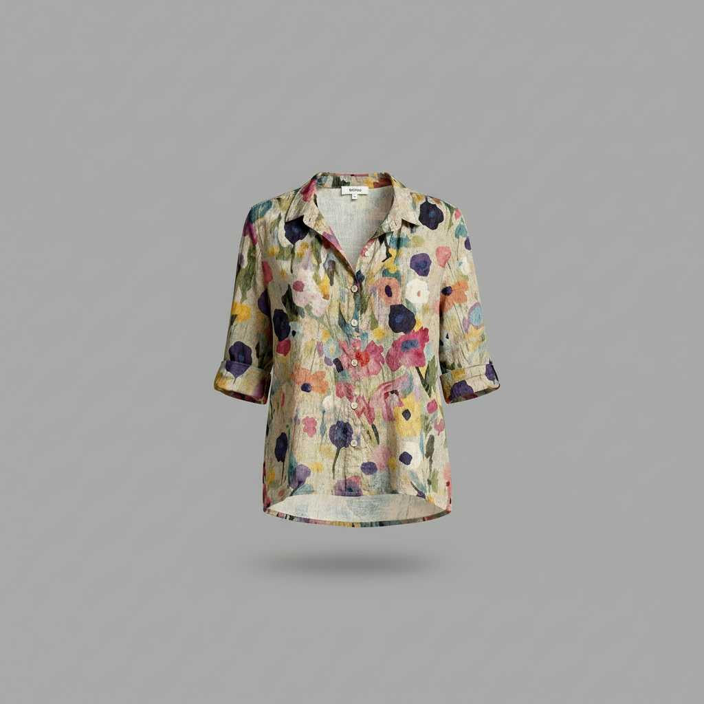 Vintage-Inspired Long Sleeve Button Blouse — view 7