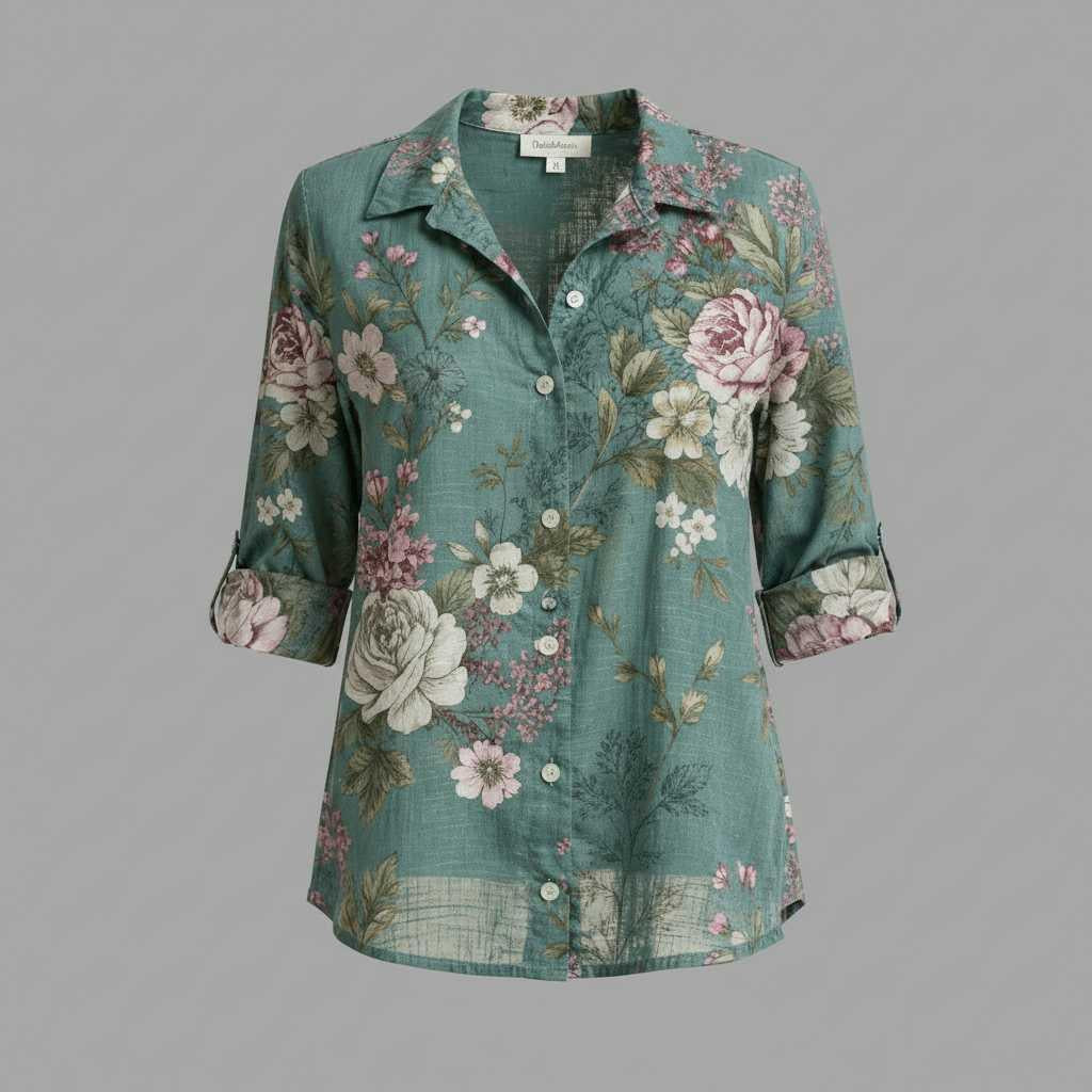 Vintage-Inspired Long Sleeve Button Blouse