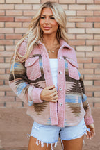 Western-Pattern Sherpa Jacket with Button Pockets — view 2