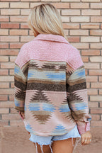 Western-Pattern Sherpa Jacket with Button Pockets — view 3