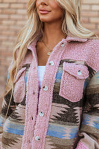 Western-Pattern Sherpa Jacket with Button Pockets — view 8