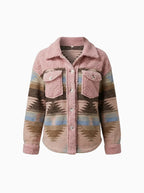Western-Pattern Sherpa Jacket with Button Pockets