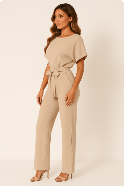 Wide-Leg One-Piece with Statement Belt — view 3